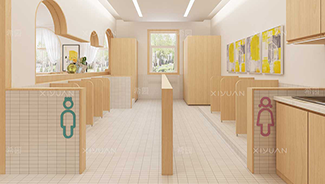 從孩子角度出發的幼兒園衛生間裝修案例圖